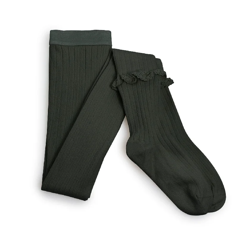  -Non-contact cat thermometerCollegien Chloe - Lace Frill Ribbed Tights - Forest Green